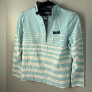 NWOT L.L. Bean Blue and White Rugby cotton Henley Striped Pullover small petite